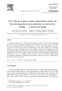 The Effects of Giant Cloud Condensation Nuclei on the Development of Precipitation in Convective Clouds Ð a Numerical Study