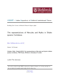 The Representations of Hercules and Hydra in Shake- Speares Coriolanus