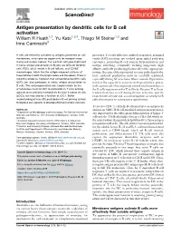 Antigen Presentation by Dendritic Cells for B Cell Activation