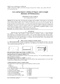 Area and Perimeter Relation of Square and Rectangle (Relation All Mathematics)