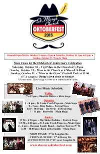 For a Comprehensive List of the Events Occuring at the St. Mary's Oktoberfest 2015, Click Here