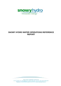 Snowy Hydro Water Operations Reference Report