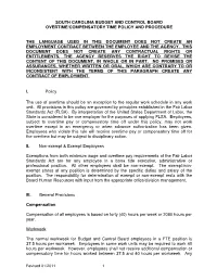 South Carolina Budget and Control Board Overtime/Compensatory Time Policy and Procedure