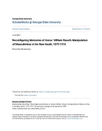 William Raoul's Manipulation of Masculinities in the New South, 1872-1918