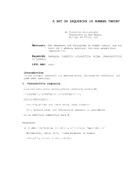 A Set of Sequences in Number Theory