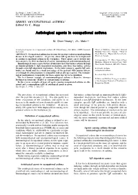Aetiological Agents in Occupational Asthma