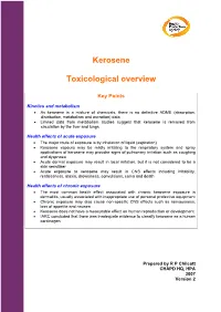 Kerosene Toxicological Overview
