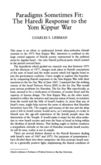 Paradigms Sometimes Fit: the Haredi Response to the Yom Kippur War