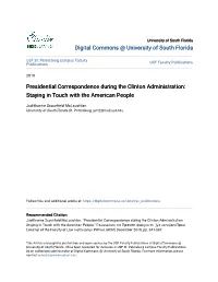 Presidential Correspondence During the Clinton Administration: Staying in Touch with the American People