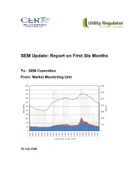 SEM Update: Report on First Six Months