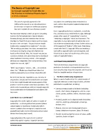 The Basics of Copyright Law Just Enough Copyright for People Who Are Not Attorneys Or Intellectual Property Experts by Mitchell Zimmerman