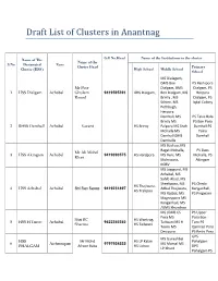 Draft List of Clusters in Anantnag