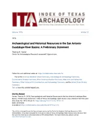 Guadalupe River Basins: a Preliminary Statement