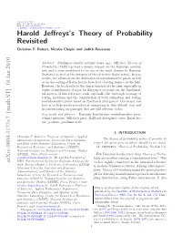 Harold Jeffreys's Theory of Probability Revisited