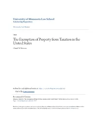 The Exemption of Property from Taxation in the United States Claude W