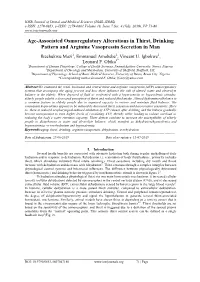 Age-Associated Osmoregulatory Alterations in Thirst, Drinking Pattern and Arginine Vasopressin Secretion in Man