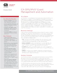CA OPS/MVS Event Management and Automation Product Brief