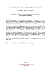 How People Social in VR: a Behavior Mapping Study in Virtual Environments