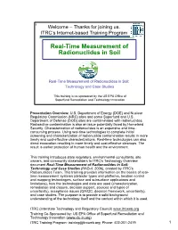 Real-Time Measurement of Radionuclides in Soil