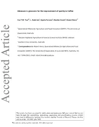 Advances in Genomics for the Improvement of Quality in Coffee