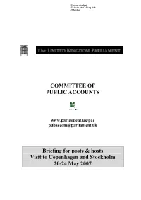 COMMITTEE of PUBLIC ACCOUNTS Briefing for Posts & Hosts Visit To