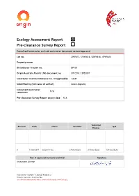 Ecology Assessment Report Pre-Clearance Survey Report