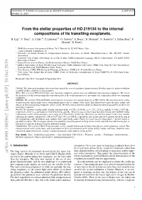 From the Stellar Properties of HD219134 to the Internal