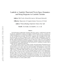 Functorial Vector Space Semantics and String Diagrams for Lambek Calculus