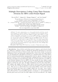 Multiple Description Coding Using Time Domain Division for MP3 Coded Sound Signal