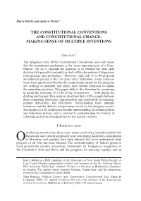 The Constitutional Conventions and Constitutional Change: Making Sense of Multiple Intentions
