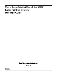 Xerox Docuprint 96/Docuprint 96MX Laser Printing System Message Guide