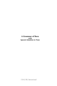 A Grammar of Bora with Special Attention to Tone