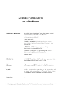 ANALYSIS of ALTERNATIVES Non-Confidential Report
