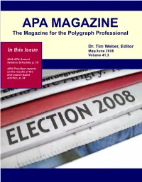 APA MAGAZINE the Magazine for the Polygraph Professional
