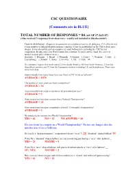 CSC QUESTIONAIRE {Comments Are in BLUE} TOTAL NUMBER OF