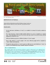 Definitions of Rural
