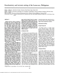 Geochemistry and Tectonic Setting of the Luzon Arc, Philippines