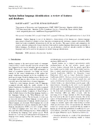 Spoken Indian Language Identification: a Review of Features and Databases