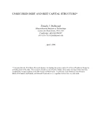 Unsecured Debt and Reit Capital Structure*