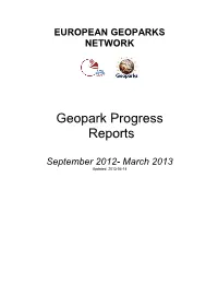 Geopark Progress Reports