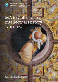 MA in Cultural and Intellectual History 1300–1650
