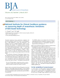 National Institute for Clinical Excellence Guidance on Measuring Depth of Anaesthesia: Limitations of EEG-Based Technology