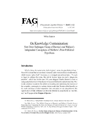 On Knowledge Contamination: New Data Challenges Claims of Darwin’S and Wallace’S Independent Conceptions of Matthew’S Prior-Published Hypothesis