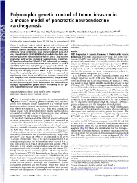 Polymorphic Genetic Control of Tumor Invasion in a Mouse Model of Pancreatic Neuroendocrine Carcinogenesis