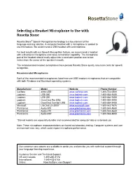 Selecting a Headset Microphone to Use with Rosetta Stone