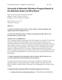 University of Nebraska Viticulture Program Report to the Nebraska Grape and Wine Board
