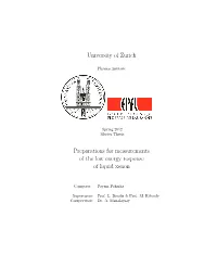 University of Zurich Preparations for Measurements of the Low Energy