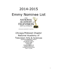 2014-2015 Emmy Nominee List