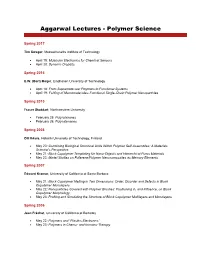 Aggarwal Lectures - Polymer Science