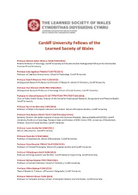 Cardiff University Fellows of the Learned Society of Wales